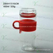 300ml Double Wall Glass Starbucks Coffee Cup with Silicon Lid N6100 Ml Glass